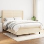 Box spring bed with cream fabric mattress 140x200 cm by vidaXL, Beds and slatted bases - Ref: Foro24-3128050, Price: 530,21 €...