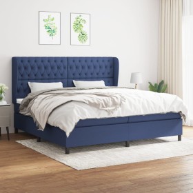 Box spring bed with blue fabric mattress 200x200 cm by vidaXL, Beds and slatted bases - Ref: Foro24-3128235, Price: 748,63 €,...