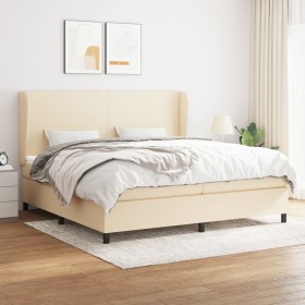 Box spring bed with cream fabric mattress 200x200 cm by vidaXL, Beds and slatted bases - Ref: Foro24-3127834, Price: 694,99 €...