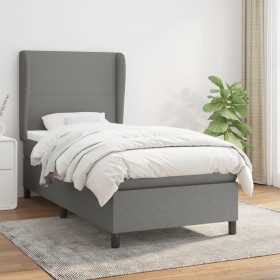 Cama box spring con colchón tela gris oscuro 90x200 cm de vidaXL, Camas y somieres - Ref: Foro24-3127774, Precio: 365,04 €, D...