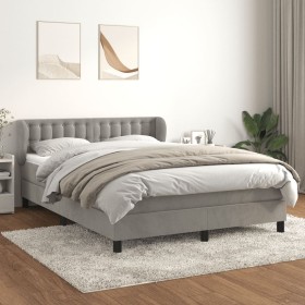 Box spring bed with light gray velvet mattress 140x190 cm by vidaXL, Beds and slatted bases - Ref: Foro24-3127727, Price: 435...