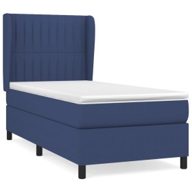 Box spring bed with blue fabric mattress 90x200 cm by vidaXL, Beds and slatted bases - Ref: Foro24-3128099, Price: 350,66 €, ...