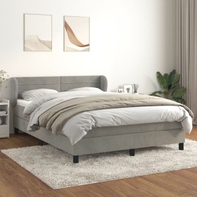 Box spring bed with light gray velvet mattress 140x200 cm by vidaXL, Beds and slatted bases - Ref: Foro24-3127553, Price: 439...