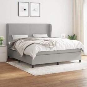 Box spring bed with light gray fabric mattress 160x200 cm by vidaXL, Beds and slatted bases - Ref: Foro24-3127813, Price: 596...