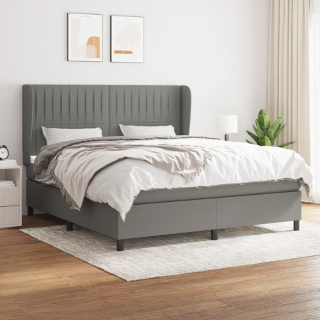 Cama box spring con colchón tela gris oscuro 180x200 cm de vidaXL, Camas y somieres - Ref: Foro24-3128142, Precio: 622,52 €, ...