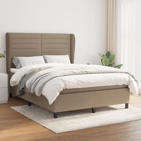 Box spring bed with taupe gray fabric mattress 140x200 cm by vidaXL, Beds and slatted bases - Ref: Foro24-3128049, Price: 533...