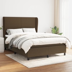 Cama box spring con colchón tela marrón oscuro 140x200 cm de vidaXL, Camas y somieres - Ref: Foro24-3127808, Precio: 532,62 €...