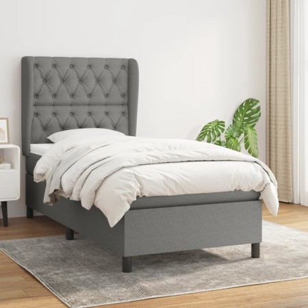 Cama box spring con colchón tela gris oscuro 80x200 cm de vidaXL, Camas y somieres - Ref: Foro24-3128158, Precio: 349,38 €, D...