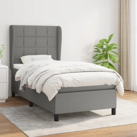 Cama box spring con colchón tela gris oscuro 90x190 cm de vidaXL, Camas y somieres - Ref: Foro24-3127926, Precio: 354,47 €, D...