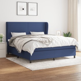 Box spring bed with blue fabric mattress 160x200 cm by vidaXL, Beds and slatted bases - Ref: Foro24-3127819, Price: 596,99 €,...