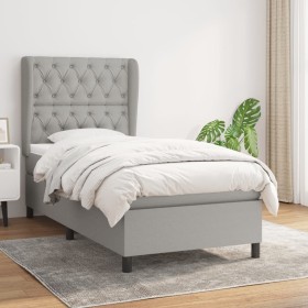 Box spring bed with light gray fabric mattress 80x200 cm by vidaXL, Beds and slatted bases - Ref: Foro24-3128157, Price: 344,...