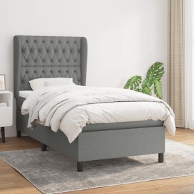 Cama box spring con colchón tela gris oscuro 100x200 cm de vidaXL, Camas y somieres - Ref: Foro24-3128182, Precio: 376,44 €, ...