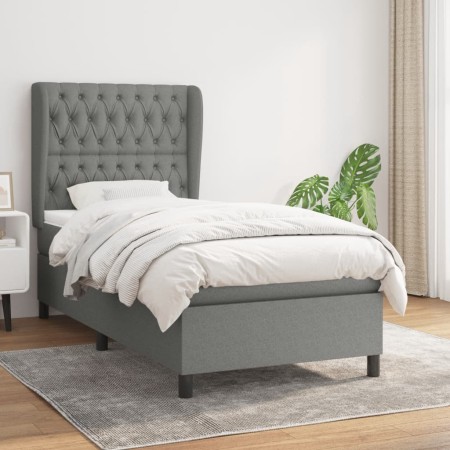 Cama box spring con colchón tela gris oscuro 100x200 cm de vidaXL, Camas y somieres - Ref: Foro24-3128182, Precio: 400,27 €, ...