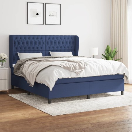 Cama box spring con colchón tela azul 180x200 cm de vidaXL, Camas y somieres - Ref: Foro24-3128227, Precio: 673,59 €, Descuen...