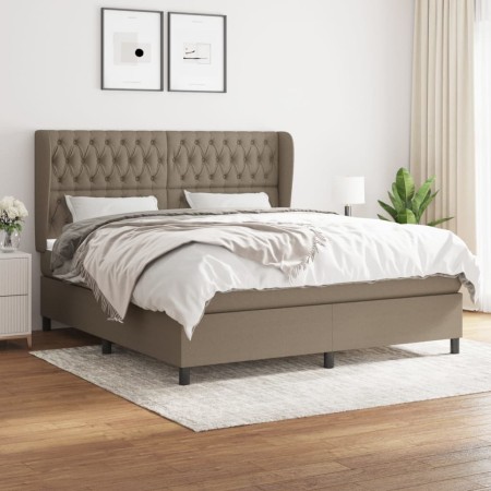 Cama box spring con colchón tela gris taupe 180x200 cm de vidaXL, Camas y somieres - Ref: Foro24-3128225, Precio: 686,74 €, D...