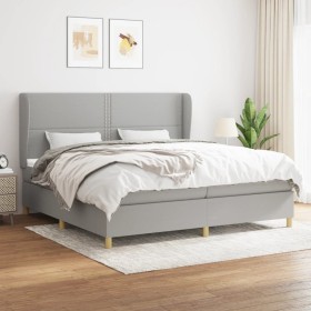 Cama box spring con colchón tela gris claro 200x200 cm de vidaXL, Camas y somieres - Ref: Foro24-3128469, Precio: 628,39 €, D...