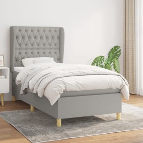 Box spring bed with light gray fabric mattress 90x200 cm by vidaXL, Beds and slatted bases - Ref: Foro24-3128733, Price: 372,...