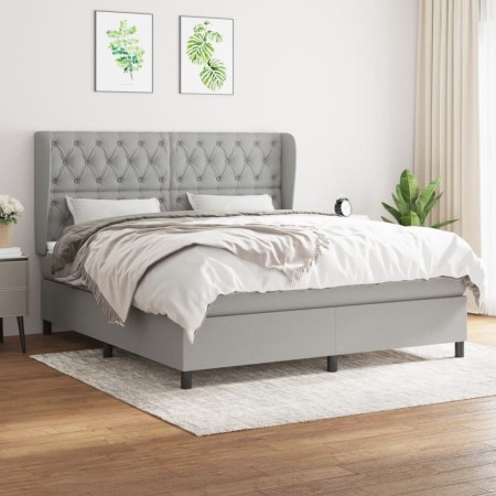 Cama box spring con colchón tela gris claro 160x200 cm de vidaXL, Camas y somieres - Ref: Foro24-3128213, Precio: 630,56 €, D...