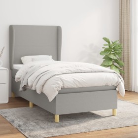 Cama box spring con colchón tela gris claro 90x200 cm de vidaXL, Camas y somieres - Ref: Foro24-3128333, Precio: 343,22 €, De...