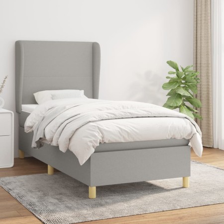 Cama box spring con colchón tela gris claro 90x200 cm de vidaXL, Camas y somieres - Ref: Foro24-3128333, Precio: 370,32 €, De...