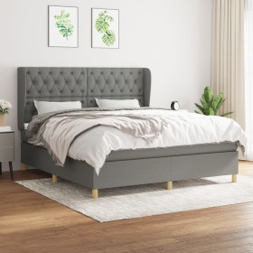 Cama box spring con colchón tela gris oscuro 160x200 cm de vidaXL, Camas y somieres - Ref: Foro24-3128774, Precio: 595,60 €, ...