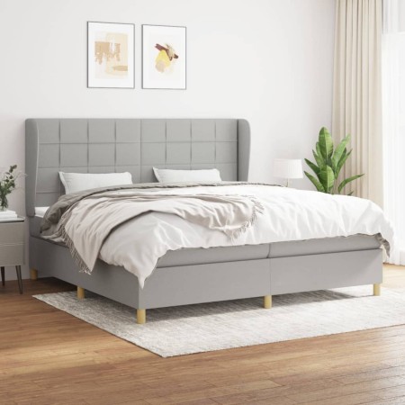 Box spring bed with light gray fabric mattress 200x200 cm by vidaXL, Beds and slatted bases - Ref: Foro24-3128549, Price: 633...