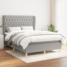 Box spring bed with light gray fabric mattress 140x200 cm by vidaXL, Beds and slatted bases - Ref: Foro24-3128765, Price: 549...