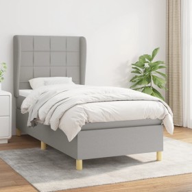 Box spring bed with light gray fabric mattress 90x190 cm by vidaXL, Beds and slatted bases - Ref: Foro24-3128485, Price: 348,...