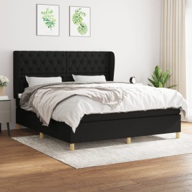 Cama box spring con colchón tela negro 160x200 cm de vidaXL, Camas y somieres - Ref: Foro24-3128775, Precio: 616,66 €, Descue...