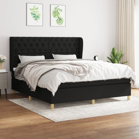 Cama box spring con colchón tela negro 160x200 cm de vidaXL, Camas y somieres - Ref: Foro24-3128775, Precio: 607,60 €, Descue...