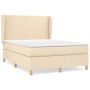 Box spring bed with cream fabric mattress 140x200 cm by vidaXL, Beds and slatted bases - Ref: Foro24-3128370, Price: 504,19 €...