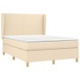 Box spring bed with cream fabric mattress 140x200 cm by vidaXL, Beds and slatted bases - Ref: Foro24-3128370, Price: 504,19 €...