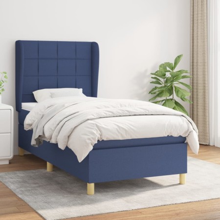 Box spring bed with blue fabric mattress 100x200 cm by vidaXL, Beds and slatted bases - Ref: Foro24-3128507, Price: 395,52 €,...