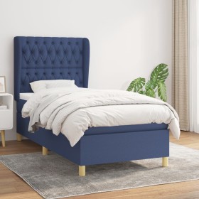 Box spring bed with blue fabric mattress 90x200 cm by vidaXL, Beds and slatted bases - Ref: Foro24-3128739, Price: 366,06 €, ...