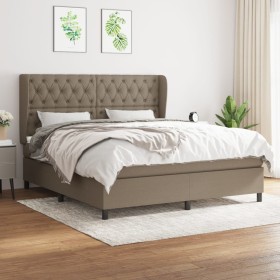 Cama box spring con colchón tela gris taupe 160x200 cm de vidaXL, Camas y somieres - Ref: Foro24-3128217, Precio: 642,99 €, D...