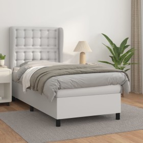 Cama box spring con colchón cuero sintético blanco 90x190 cm de vidaXL, Camas y somieres - Ref: Foro24-3129010, Precio: 398,3...