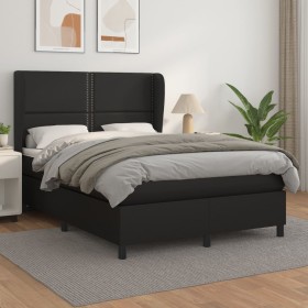 Box spring bed with black synthetic leather mattress 140x200cm by vidaXL, Beds and slatted bases - Ref: Foro24-3128973, Price...