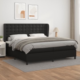 Box spring bed with black synthetic leather mattress 200x200 cm by vidaXL, Beds and slatted bases - Ref: Foro24-3129051, Pric...