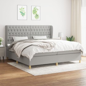 Box spring bed with light gray fabric mattress 200x200 cm by vidaXL, Beds and slatted bases - Ref: Foro24-3128789, Price: 666...