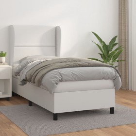 Cama box spring con colchón cuero sintético blanco 100x200 cm de vidaXL, Camas y somieres - Ref: Foro24-3128956, Precio: 424,...