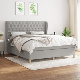 Cama box spring con colchón tela gris claro 160x200 cm de vidaXL, Camas y somieres - Ref: Foro24-3128773, Precio: 631,08 €, D...