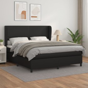 Box spring bed with black synthetic leather mattress 180x200 cm by vidaXL, Beds and slatted bases - Ref: Foro24-3128925, Pric...