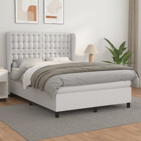 Box spring bed with white synthetic leather mattress 140x190 cm by vidaXL, Beds and slatted bases - Ref: Foro24-3129028, Pric...