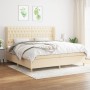 Box spring bed with cream fabric mattress 200x200 cm by vidaXL, Beds and slatted bases - Ref: Foro24-3128794, Price: 716,99 €...