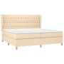 Box spring bed with cream fabric mattress 200x200 cm by vidaXL, Beds and slatted bases - Ref: Foro24-3128794, Price: 740,57 €...