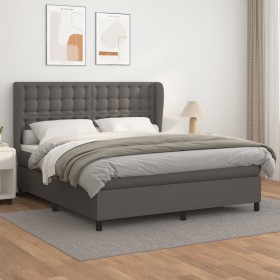 Cama box spring con colchón cuero sintético gris 180x200 cm de vidaXL, Camas y somieres - Ref: Foro24-3129049, Precio: 685,71...