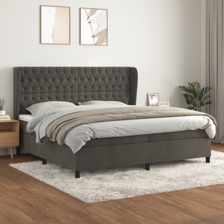 Cama box spring con colchón terciopelo gris oscuro 200x200 cm de vidaXL, Camas y somieres - Ref: Foro24-3129412, Precio: 715,...