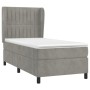 Cama box spring con colchón terciopelo gris claro 90x190 cm de vidaXL, Camas y somieres - Ref: Foro24-3129309, Precio: 356,44...