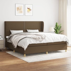 Cama box spring con colchón tela marrón oscuro 200x200 cm de vidaXL, Camas y somieres - Ref: Foro24-3128472, Precio: 669,80 €...