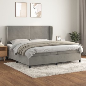 Cama box spring con colchón terciopelo gris claro 200x200 cm de vidaXL, Camas y somieres - Ref: Foro24-3129111, Precio: 655,1...